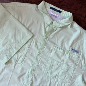 Columbia PFG Shirt Men 3XT Green Short Sleeve Button Up Tamiami Vented Fishing